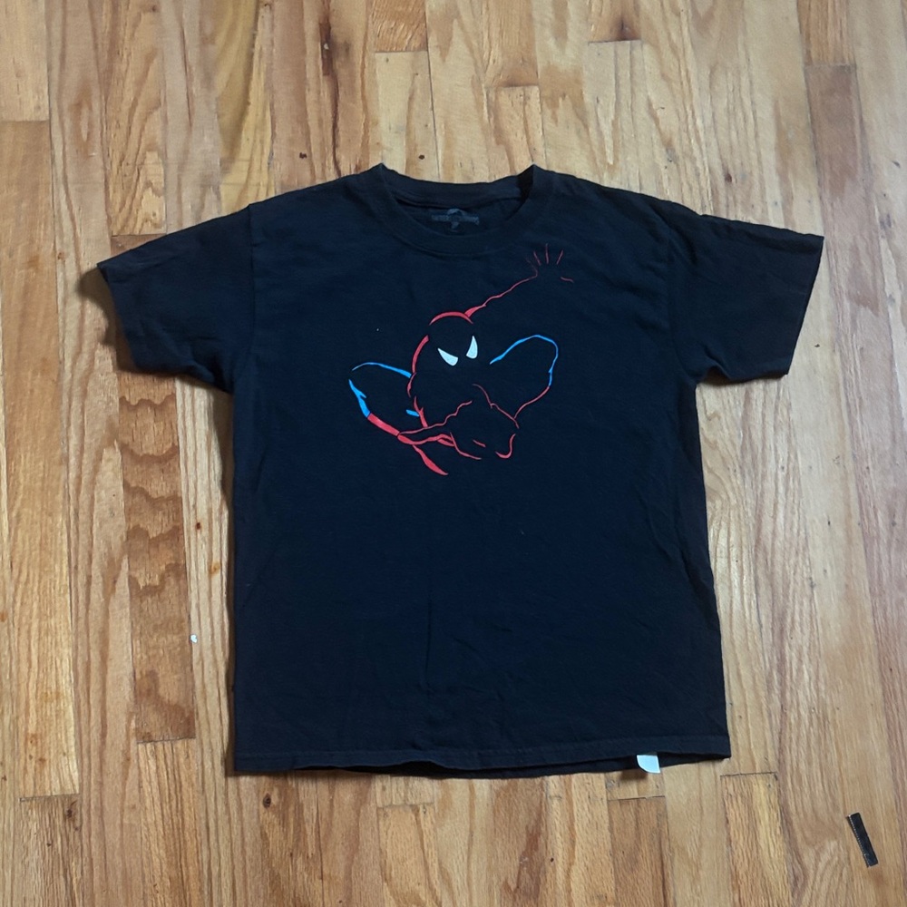 Universal Black Kids Short Sleeve Tee with Red & Blue Spider Graphic